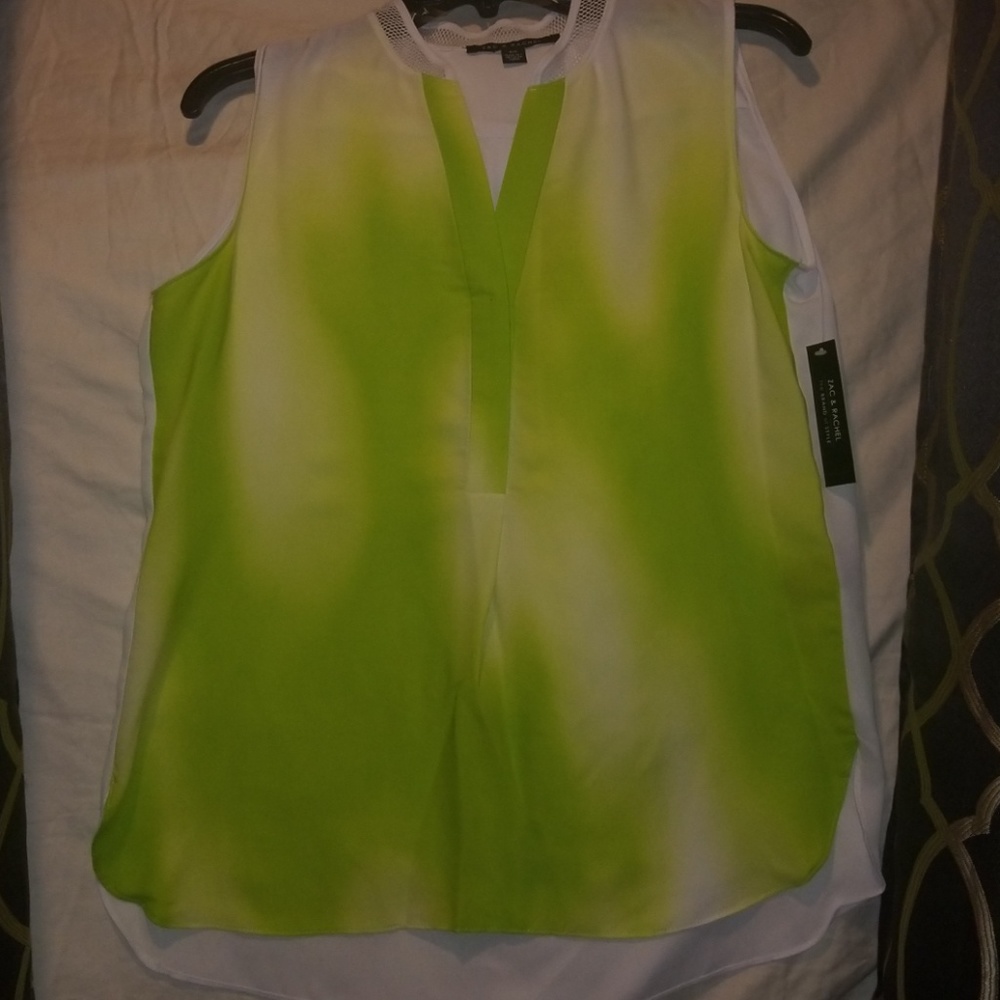 Zac & Rachel Lime/White Sleeveless Blouse